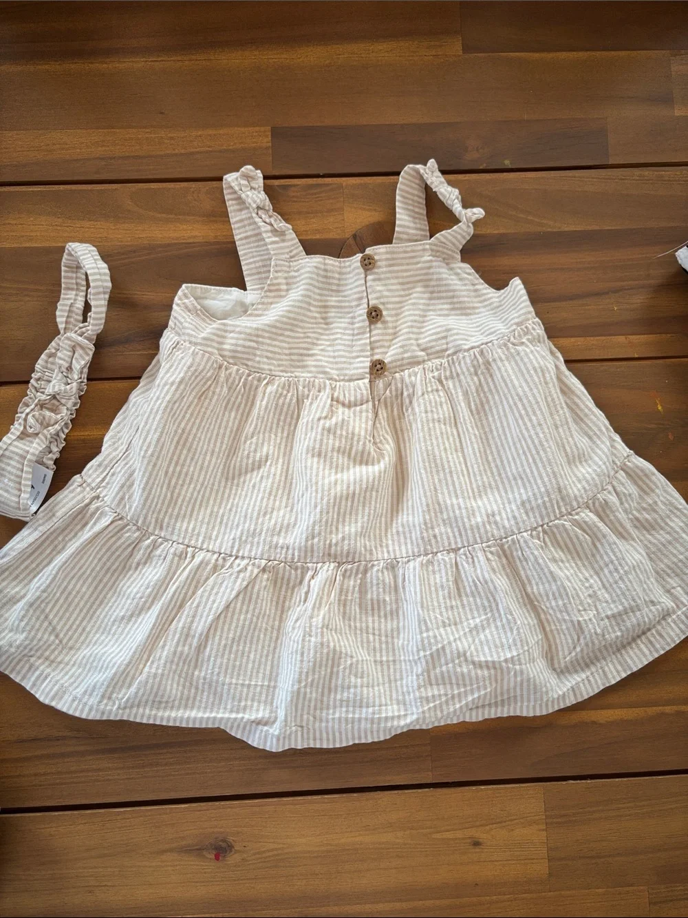 Carter's Cream Striped Overalls with Floral Lined Bodice